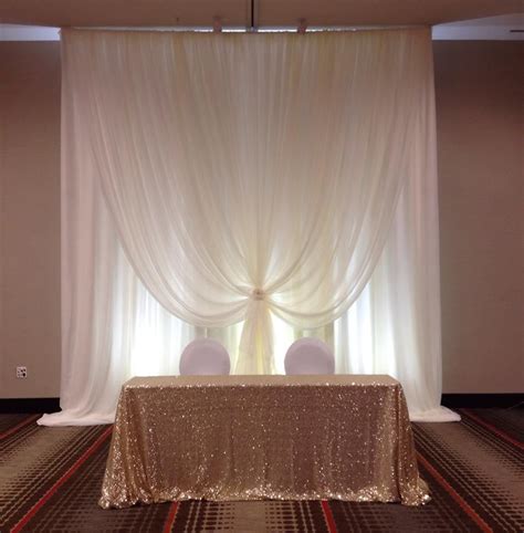 Draped Ivory Backdrop With Gold Glitz Sweetheart Table Wedding