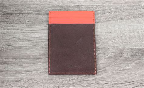 Rigid Wallet For Men Row Brown And Orange Leather Portfolio Orange
