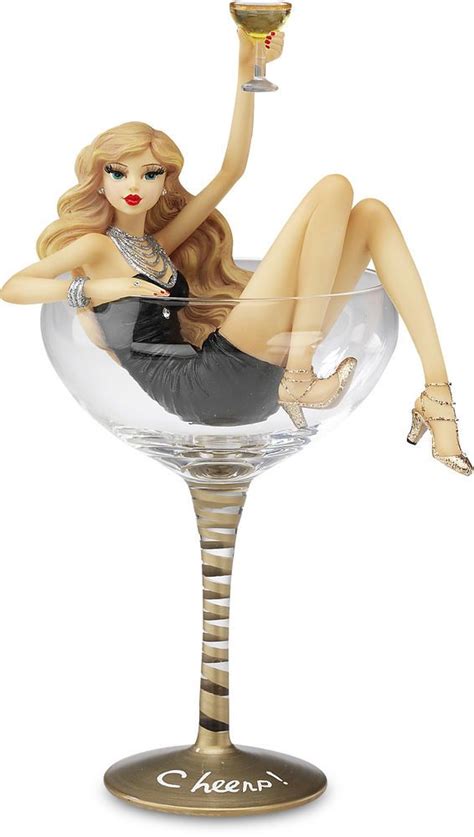Hiccup Cheers Girl In Champagne Martini Margarita Glass