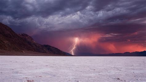 Mountains Clouds Landscapes Beach Storm Lightning