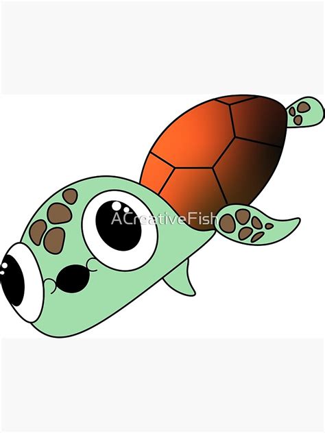Cute And Derpy Sea Turtle Poster For Sale By Acreativefish Redbubble