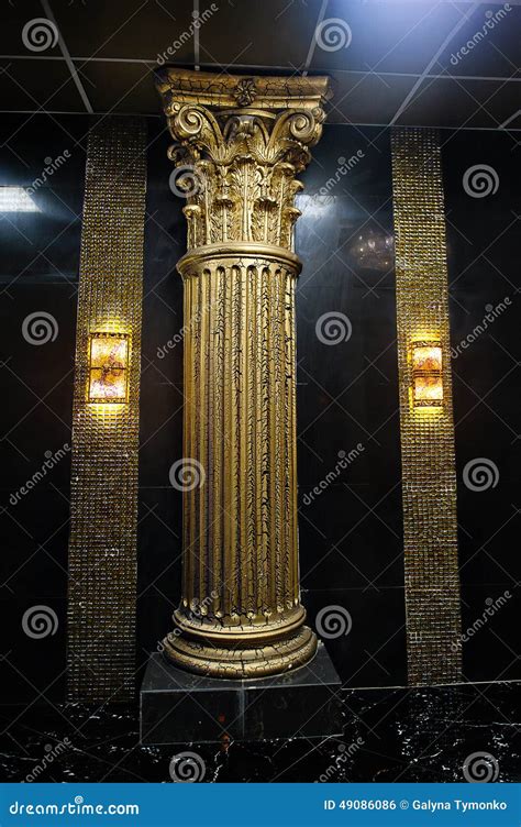 Gold Column In The Interior Stock Photo Image Of Classic Decorative