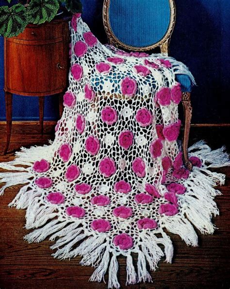 Rose Trellis Afghan Vintage Crochet Pattern Download