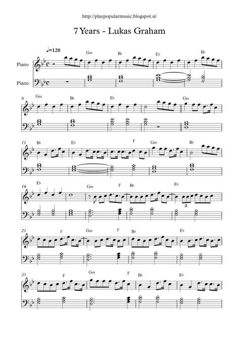Unsere schablonen stehen zum download bereit (pdf). Kostenlose Noten für Klavier: 7 Jahre - Lukas Graham.pdf ...