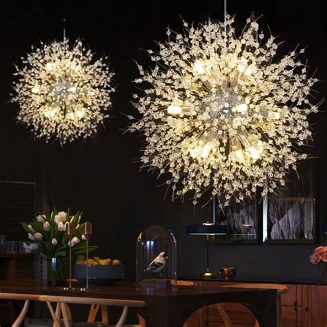 Modern Dandelion Led Ceiling Light Crystal Chandeliers Lighting Globe
