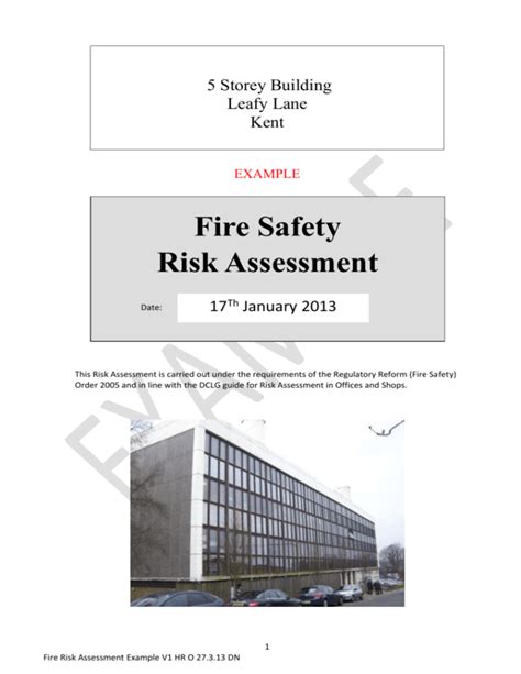 Fire Risk Assessment Example