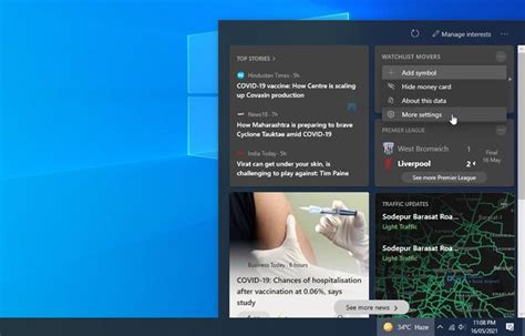 Show Or Hide Information Cards In News And Interests On Windows 10