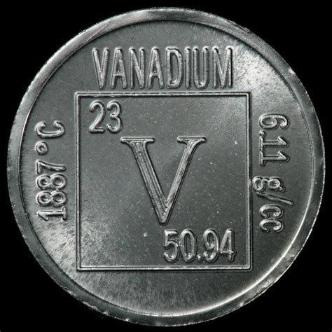 Element Coin A Sample Of The Element Vanadium In The Periodic Table