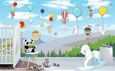 Animals In The Sky Removable Wallpaper Kids Room Wallpaper Planes And