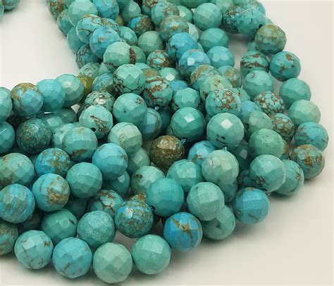 Faceted Turquoise Faceted Round Turquoise All Natural Gemstone Beads