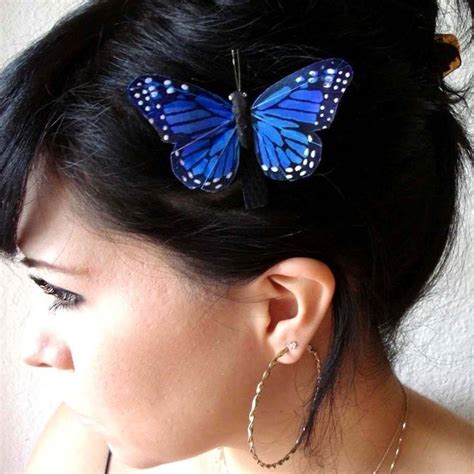 Butterfly Hair Clip Blue Butterfly Accessory Butterfly Etsy