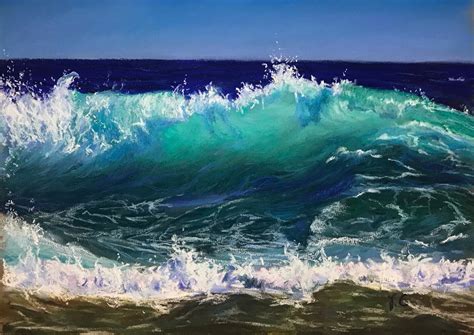 Blue Waves Original Painting Soft Pastel Wall Art Etsy