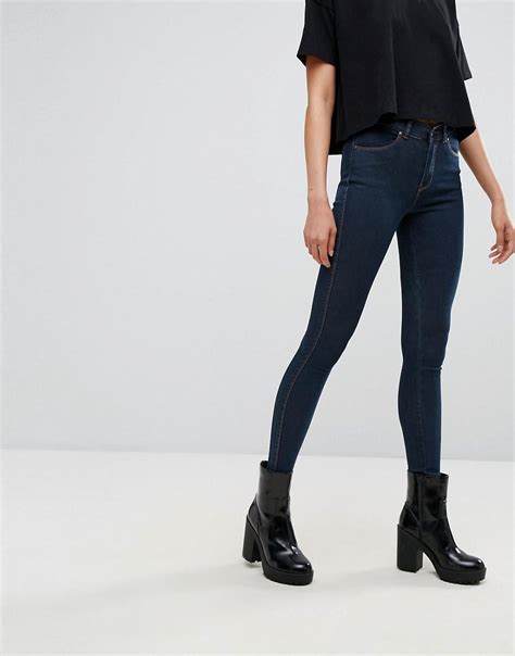 Lyst Dr Denim Lexy Mid Rise Second Skin Super Skinny Jeans In Blue