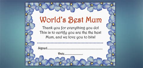 Mothers Day Award Certificates Download And Print