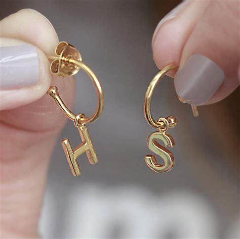 Ct Gold Vermeil Personalised Initial Hoop Earrings By Holly Blake