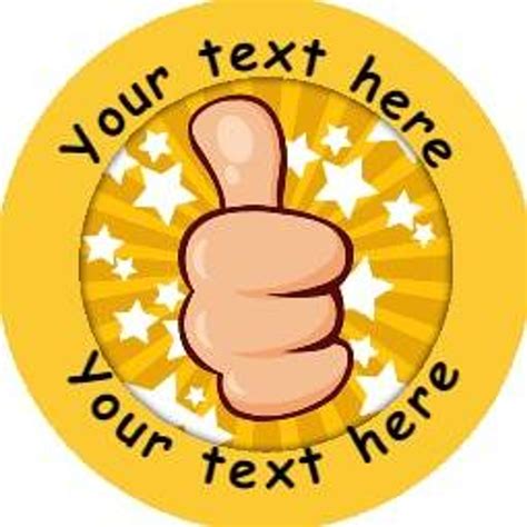 144 Thumbs Up Themed Personalised Teacher Reward Stickers Large