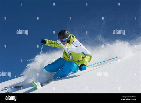 Male Skier In Action Stock Photo Alamy