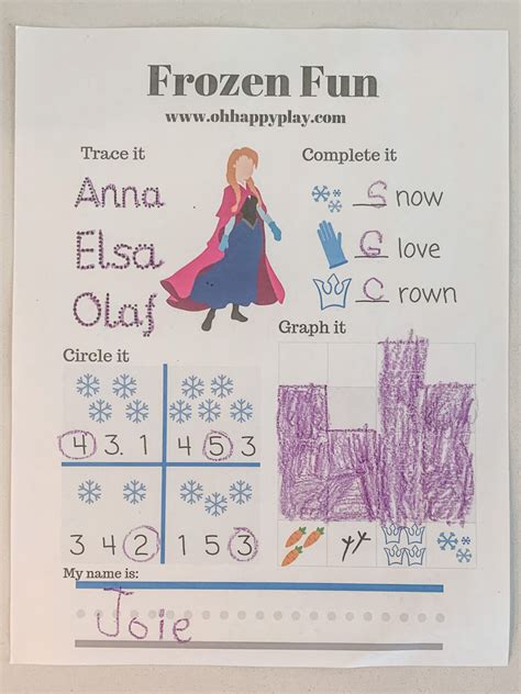 Free Frozen Printable Worksheet Oh Happy Play