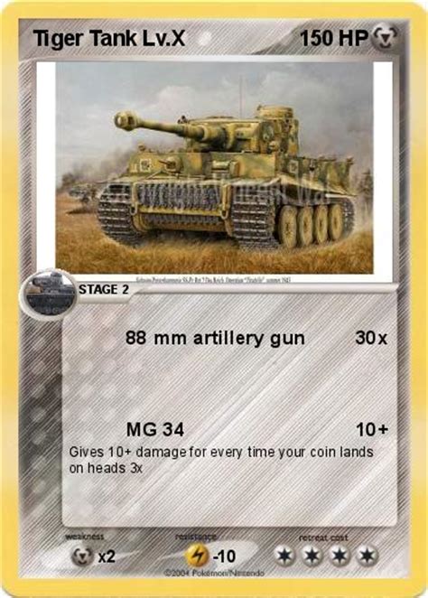 Pokémon Tiger Tank Lv X 88 Mm Artillery Gun My Pokemon Card