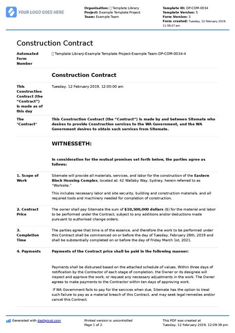 Download Sample House Construction Contract Agreement Background