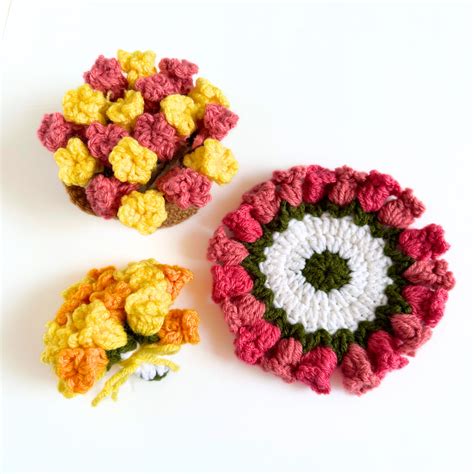 Flower Pot Coaster Set FREE Crochet Pattern HyggeCrochetCo