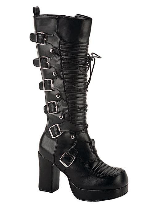 women s gothic black buckle boots