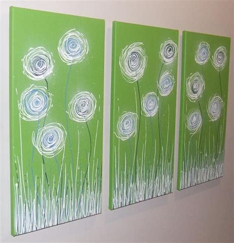 Lime Green Blue White Abstract Painting By Stephanie Ebay