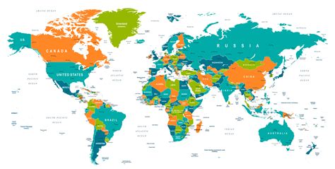 Colorful World Map - Download Free Vectors, Clipart Graphics & Vector Art