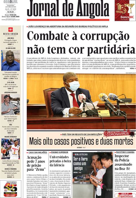 Capa Jornal De Angola De 2020 07 01
