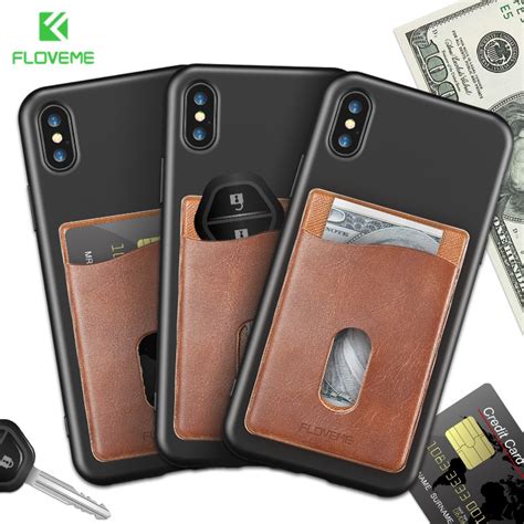 Floveme Cell Phone Wallet Case Credit Id Card Holder Pocket Stick On 3m