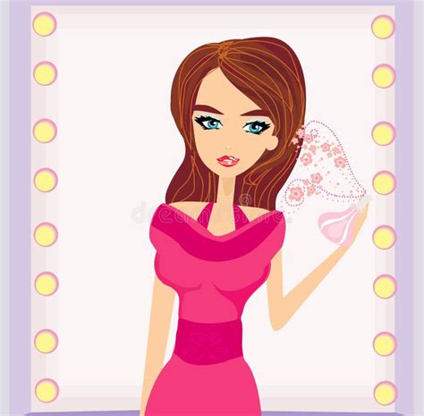 Girl Spraying Perfume On Herself Stock Vector Illustration Of Graphic
