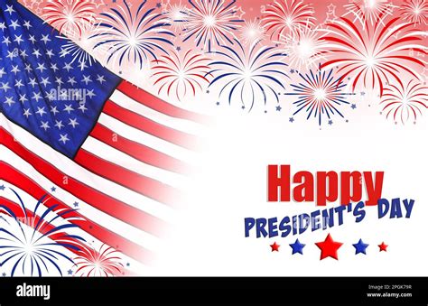 Happy Presidents Day Federal Holiday American National Flag And