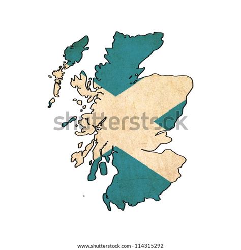 Scotland Map On Scotland Flag Drawing Stock Illustration 114315292