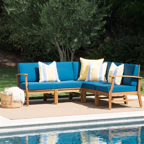 Outdoor 5 Piece Chat Set Polyester Cushions Garden Patio