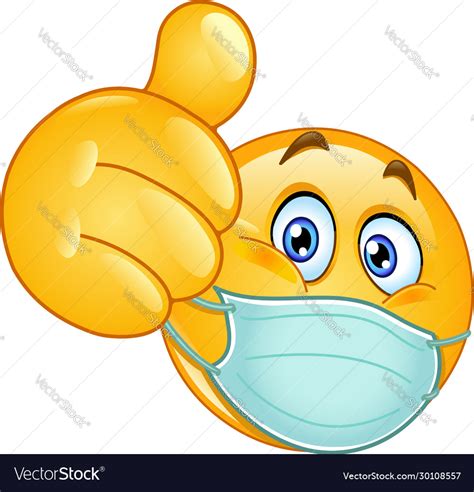 Thumb Up Emoticon With Medical Mask Royalty Free Vector