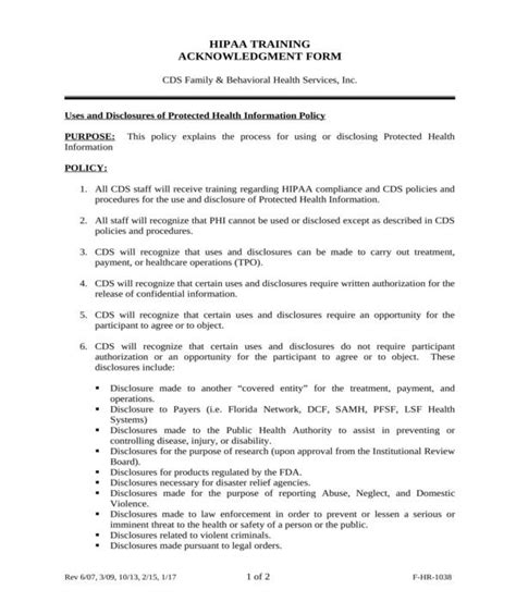 Hipaa Compliance Agreement Template For Employees PDF Template