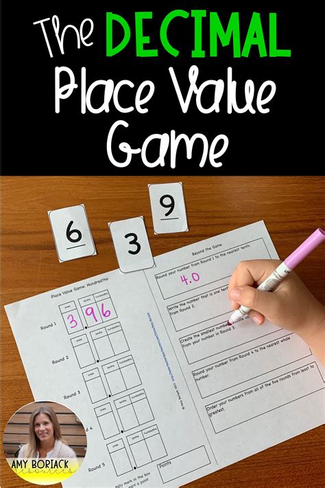 Decimal Place Value Game Tenths Hundredths Thousandths Place Value