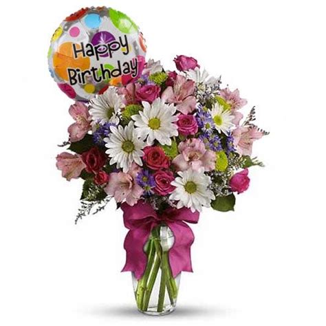 Add a balloon to your flower order to make it an extra special occasion. Birthday Flowers And Balloons Pretty Please at Send Flowers