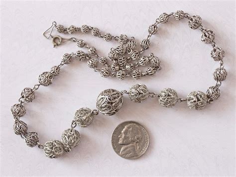 Vintage Silver Filigree Necklace Graduated Silver Plated Etsy