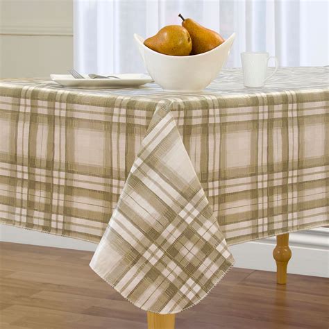 Country Plaid Easy Care Spillproof Vinyl Tablecloth With Polyester