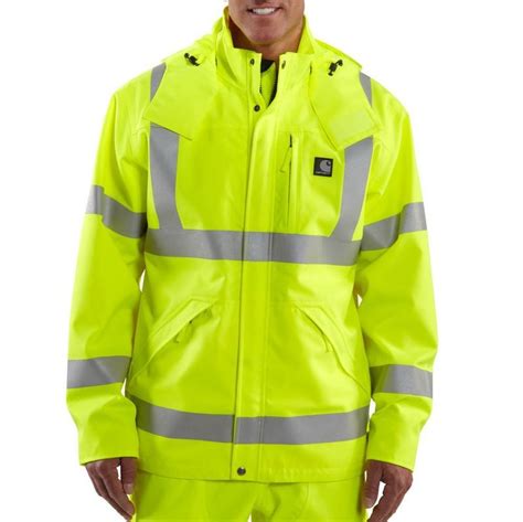 Carhartt Mens High Visibility Class 3 Waterproof Rain Jacket J171