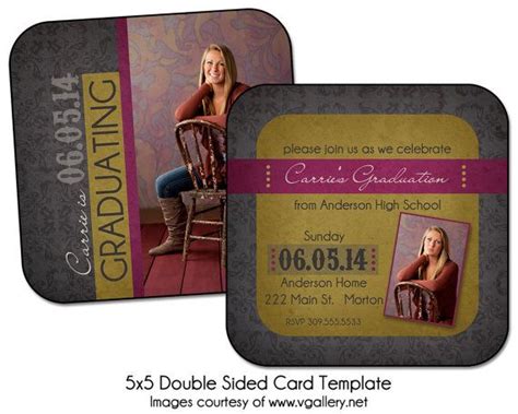 Graduating 5x5 Senior Announcement Card Template Instant Etsy