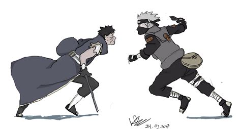 Kakashi And Obito Fight Drawing Imagesee