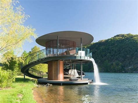 Two Story Boat Dock In Lake Austin Water House Architecture