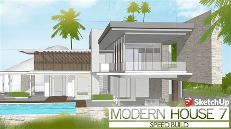 Sketchup Speed Build Modern House 7 Youtube