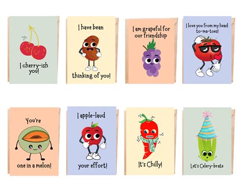 Food Pun Cards Pack Of Funny Fruit And Vegetable Cards Etsy Uk