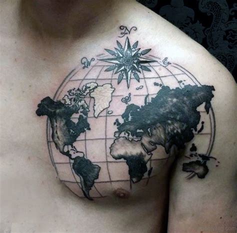 38 Stylish Map Tattoos On Chest Tattoo Designs
