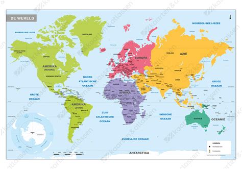 Wereldkaart Continenten En Oceanen Van Mapom Geoatlas