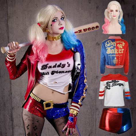 Suicide Squad Harley Quinn's Jacket /T-shirt Short Holloween Costume