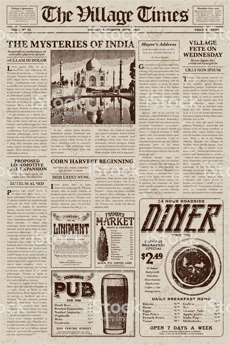 A vector illustration of an old fashioned newspaper in a Victorian